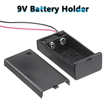 

1Pc 9V Battery Storage Box Holder Box With Wires Lead 9 Volt Battery Case Box ON/OFF Switch Cover Case For 6F22 PP3 Battery