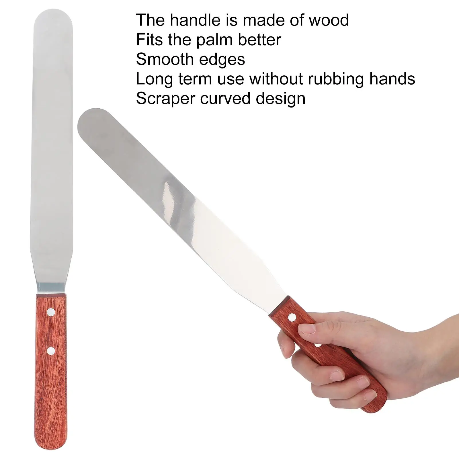 Stainless Steel Body Waxing Stick with Wooden Handle-Metal Wax Spatula for hair Removal on