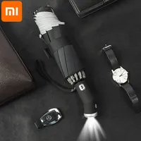 Xiaomi LED Automatic Rotating Umbrella With Reflective Stripe Reverse Light Umbrella Three Folding Inverted 10Ribs Windproof 1