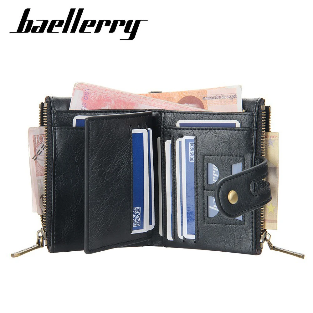 Baellerry Men's Short RFID Blocking PU Wallet Slim Front pocket Customizable Gift for Him