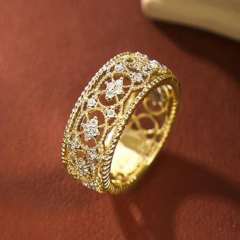 Bridal Wedding Rings Hollow Band Paved CZ Women Party Jewelry wedding rings,womens ring,jewelry rings,ring jewelry,cubic zircon ring