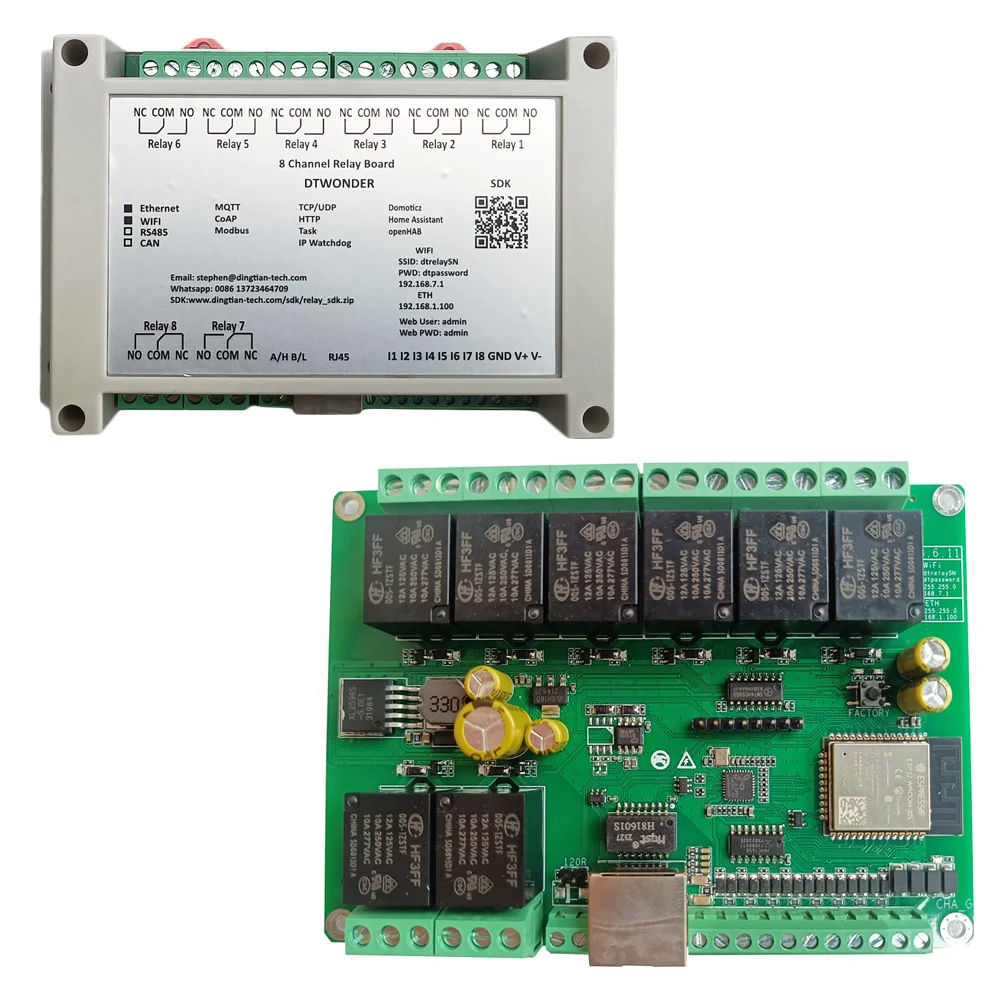 Ethernet Relay Module Board ESP32 WiFi RS485 CAN Home Assistant Domoticz 2
