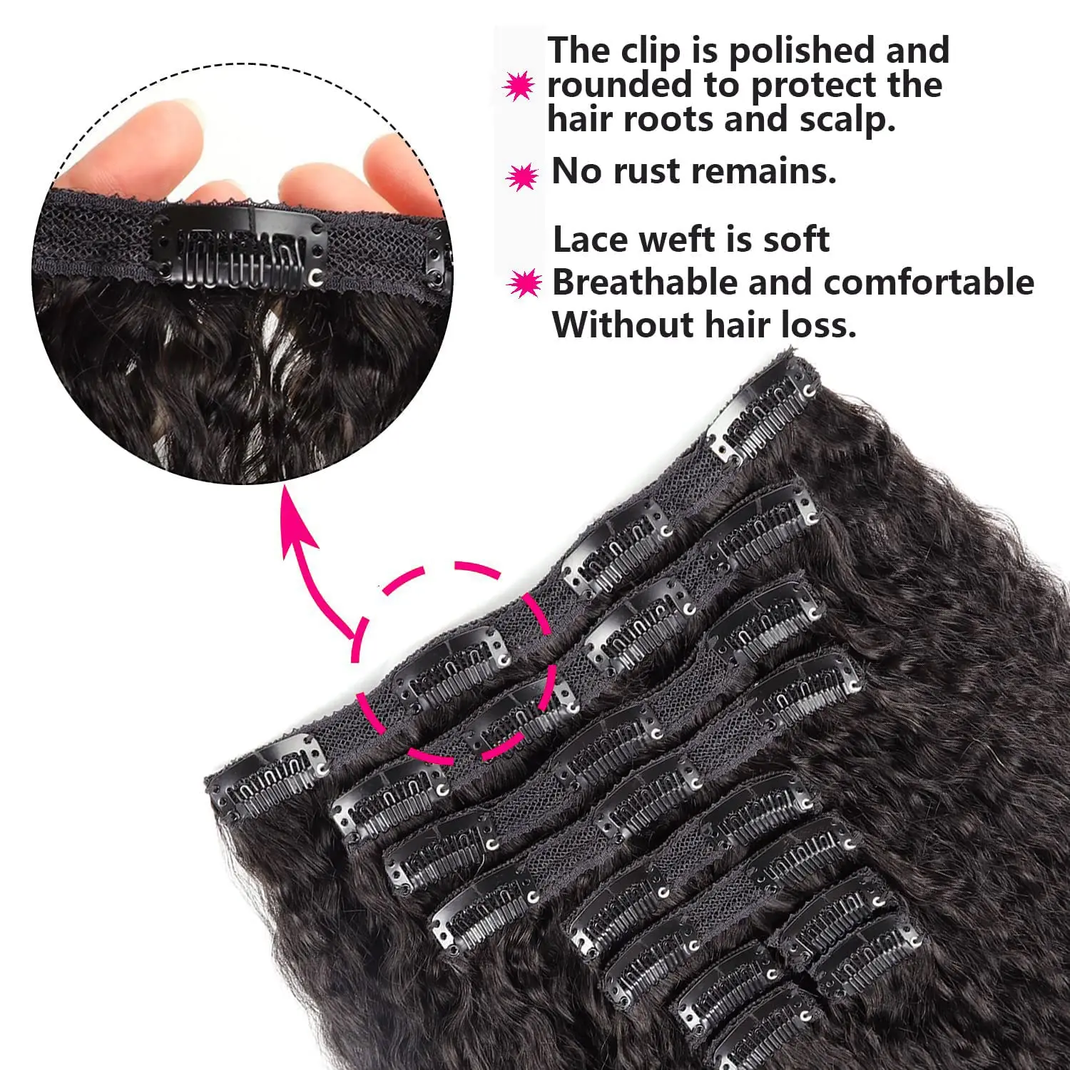 Kinky Straight Clip in Hair Extensions Real Human Hair Double Weft Clip ins for Women hair extensions