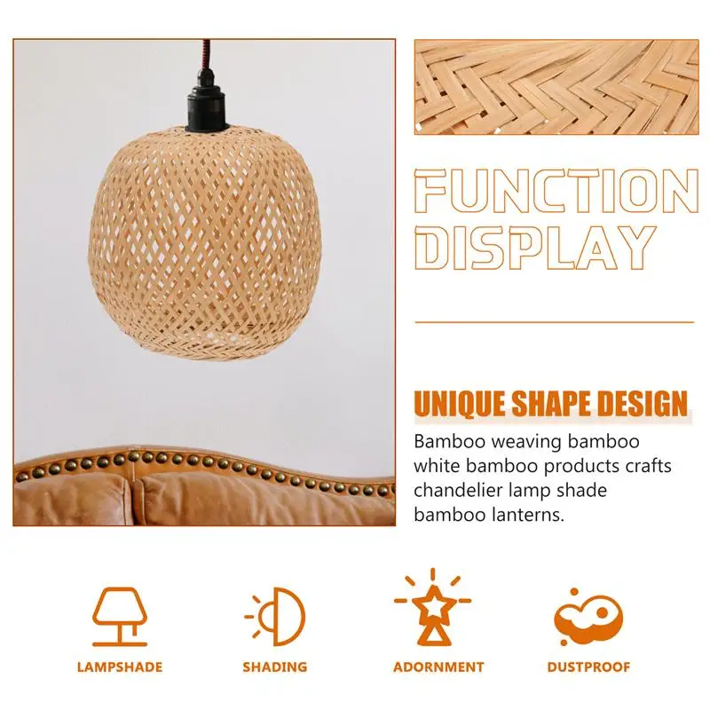 램프 쉐이드 조명 펜던트 커버, 전등갓 등나무 샹들리에, 걸이식 천장 위커, 직조 비품, 소박한 장식 직조 바구니