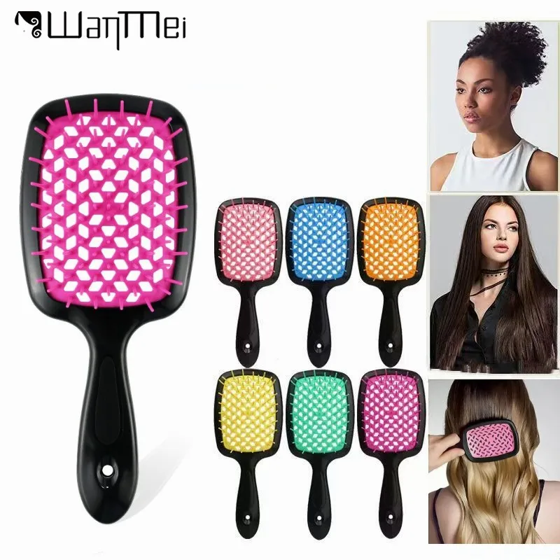 Janeke hair Comb Detangle Hair Brush Large Plate Massage Hollow Combs Out Mini Hair Brush Anti-Static Barber Salon Styling Tools