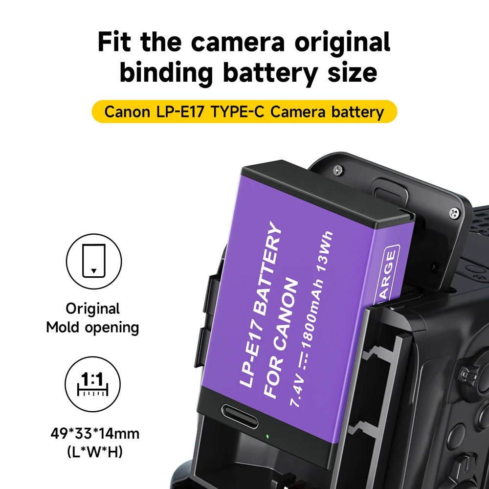Rechargeable Battery Camera Battery PALO LP E17 LP-E17 Battery with Type-C Input for canon sl2 sl3 RP 200 250D M3 M5 M6 750D 760D T6i T6s 800D 8000D 77D Kiss X8i