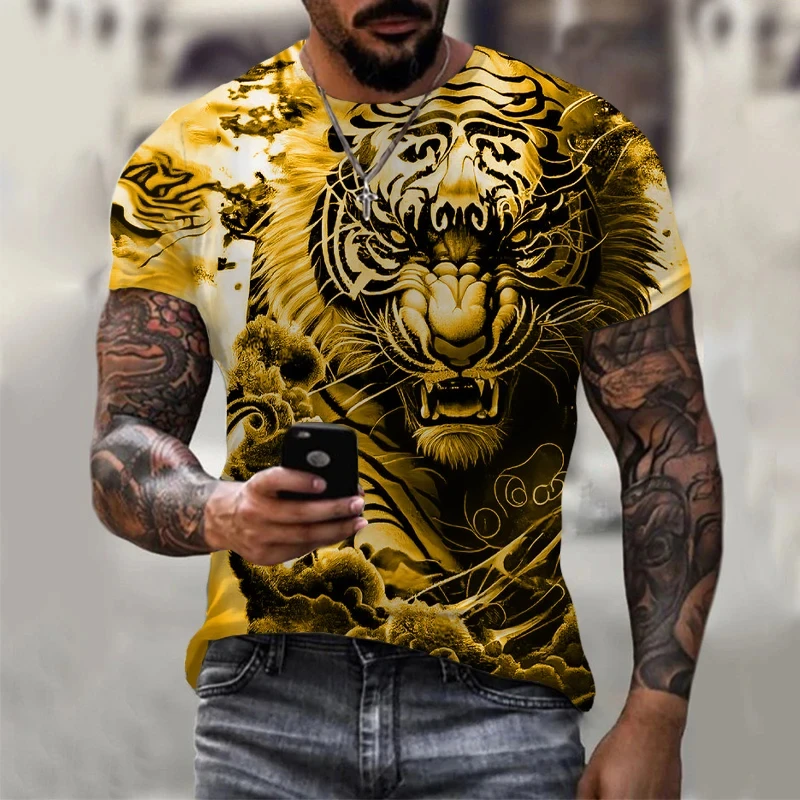 

New loose lion casual majestic summer fashion shirt Harajuku oversized t shirt 3D printe Animal tiger Lion face man 's T- Tshirt
