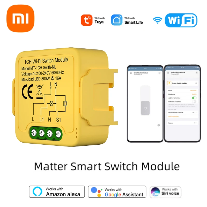 

Xiaomi WiFi Smart Switch Module Relay Remote Circuit Breaker Home Automation Collaborates With Homekit/Alexa/Google/smartTings