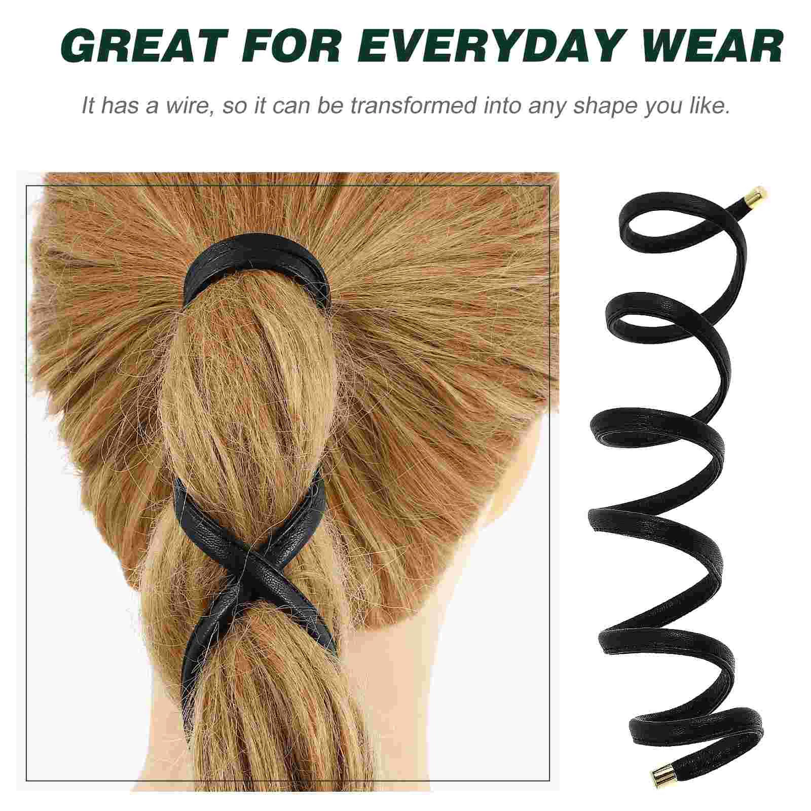 

Hair Fixing Headband Accessories Lovely Headdress Elastic Bandages PU Tie Aluminum Wire Rope Miss Boho