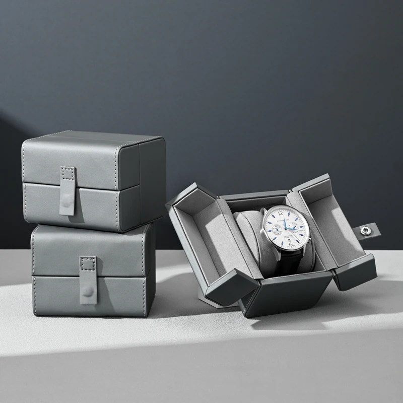Luxury Leather Watch Display Case With Double Opening Design_voghion.com