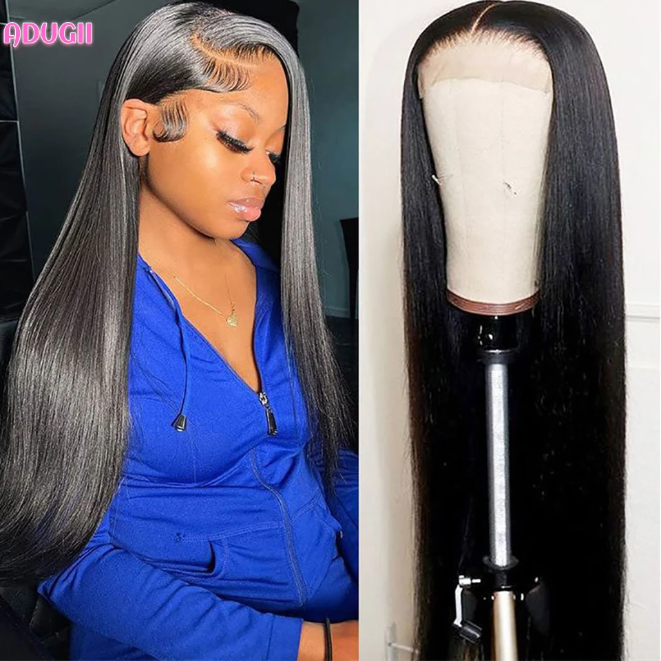 

Adugii Straight Human Hair Wigs 30 Inch 13x6 HD Transparent Lace Front Wigs Brazilian Hair Lace 4x4 Closure For Black Women