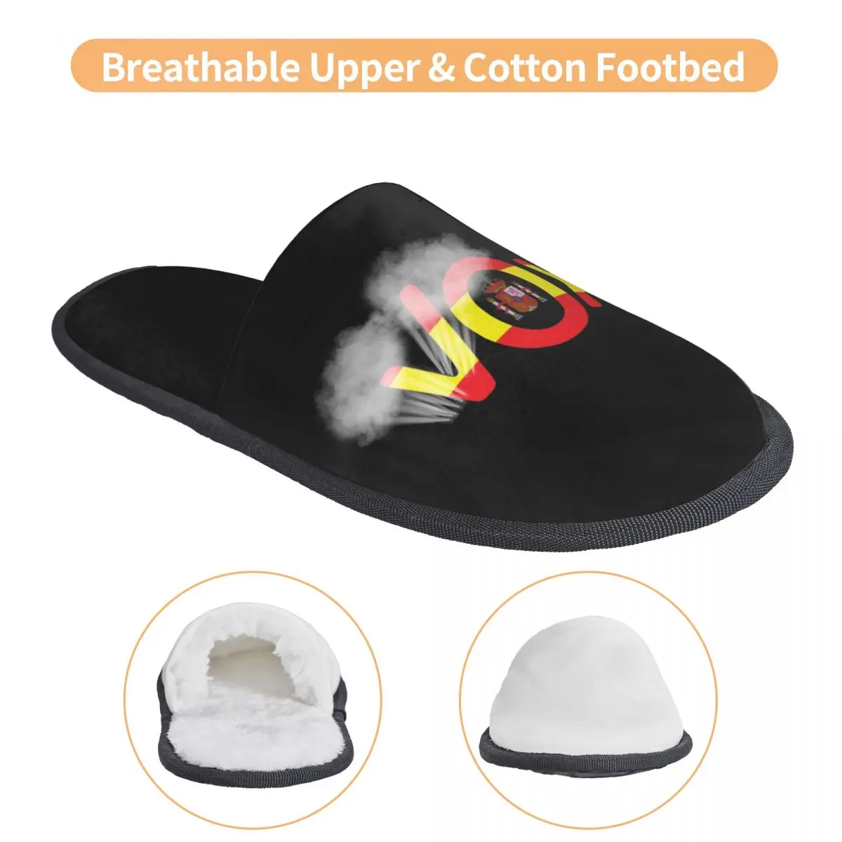 Custom Spanish National Emblem Vox Memory Foam Slippers Women Cozy Warm Spain Flag House Slippers 3