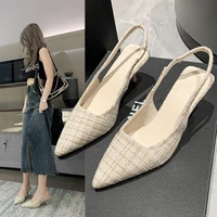 Sea Salt Blue Pointed High Heel Sandals for Women Back Hollow Half Headed Single Shoes Fashion Versatile Casual Shoes 1
