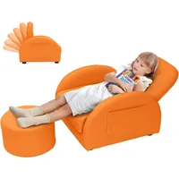 Kids Couch, Toddler Chair with Ottoman, Toddler Couch with 5 Adjustable Backrests, Leatherette Sofa Chair is Waterproof 1