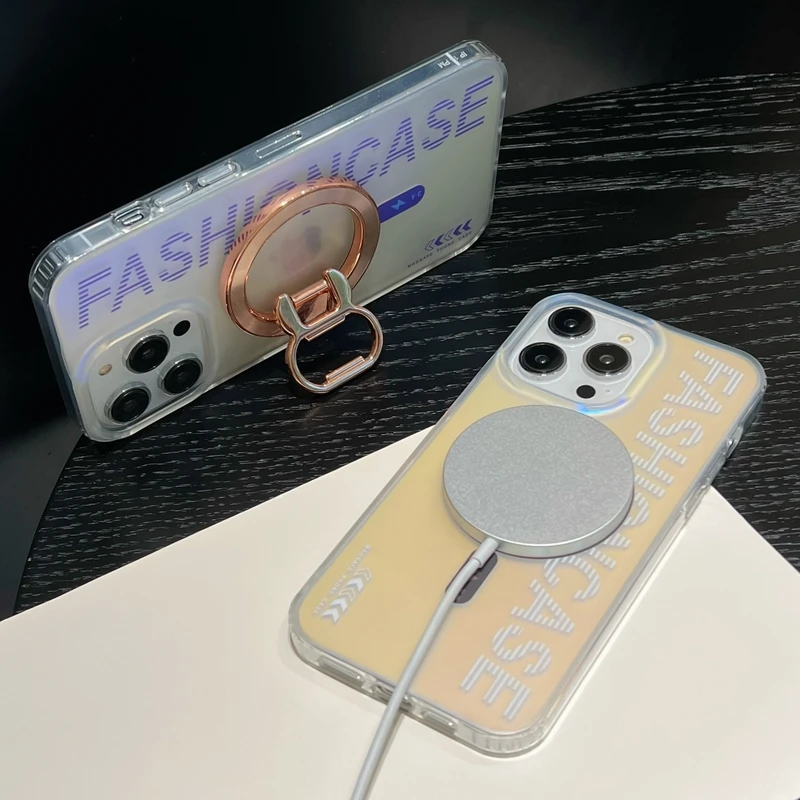 MagSafe Magnetic Laser Phone Case dla iPhone 12 11 13 14 15 Pro Max 15Pro Luksusowa obudowa gradientowa TPU Matte Shockproof Cover