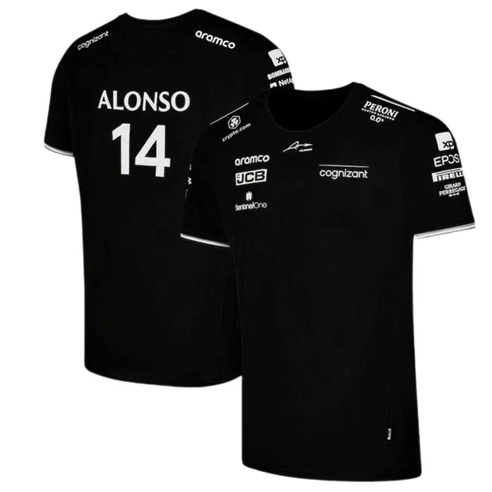 thumbnail image 1 of Camisetas del equipo de F1 Aston Martin 2023, camisetas del piloto de carreras español Fernando Alonso 14 y Stroll 18, camisetas para niños en 3D de gran oferta, 1 of 5