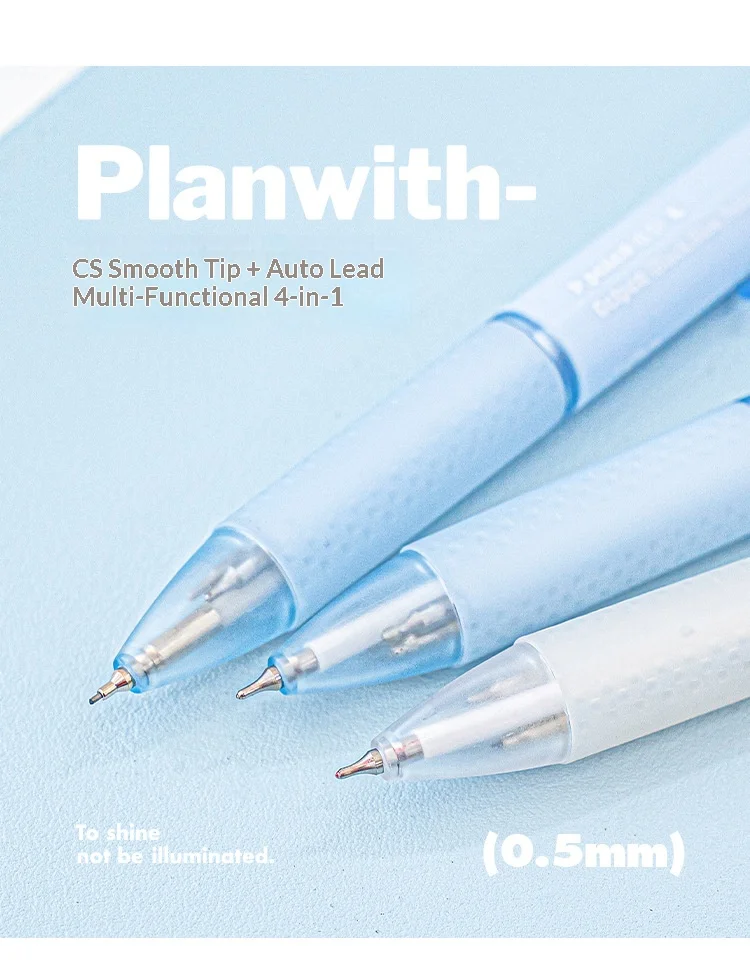 Planwith Multifunktionaler 3+1 Gelstift, 3-farbiger Kugelschreiber und Bleistift, Notizenmarkierung, 0,5 Schreibwaren, Einstrich, mehrere Verwendungsmöglichkeiten – Detail 7