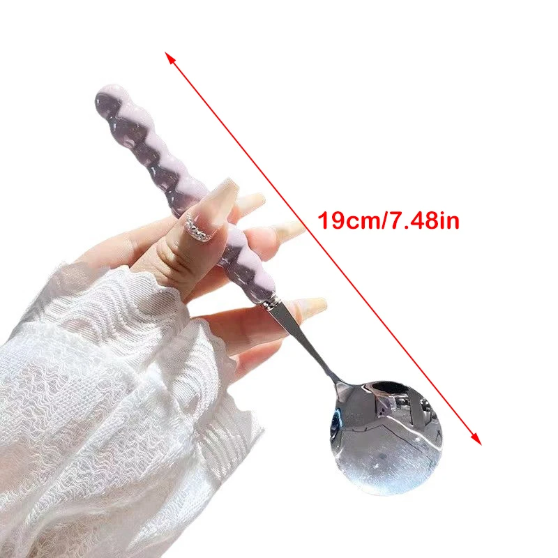 Pearl Handle Spoon 1PCS Stainless Steel Stirring Spoons Party Cutlery Gadgets Ice Cream Cake Dessert Spoon Bar Kitchen Access stainless steel spoon