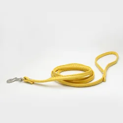 Premium PU Leather Adjustable Dog Leash - Small Pet Walking Essential - 120x1cm (Dark yellow)