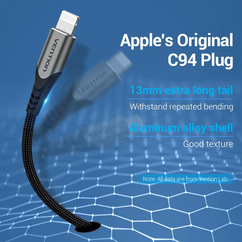 Vention USB-C to Lightning Fast Charging Cable, 27W 3A PD