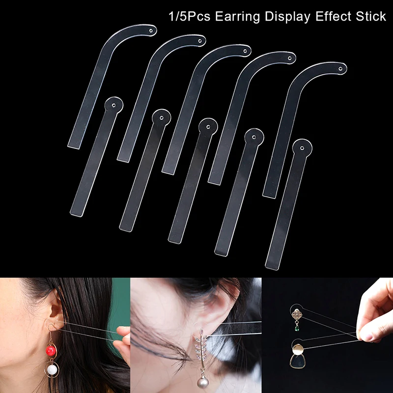5Pcs Transparent Acrylic Earring Try On Stick Forecast Shop Special Tool Ear Stud Trial Display Holder Rack for Live Stream