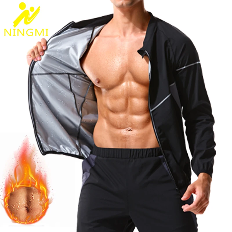 NINGMI Man Sauna Shirt Waist Trainer Body Shaper Men Shapewear Slimming Vest for Weight Loss Corset Fitness Sweat Shirt ningmi man sauna sweat pants body shaper slimming legging pants suana body shaperwear waist trainer fittness pants