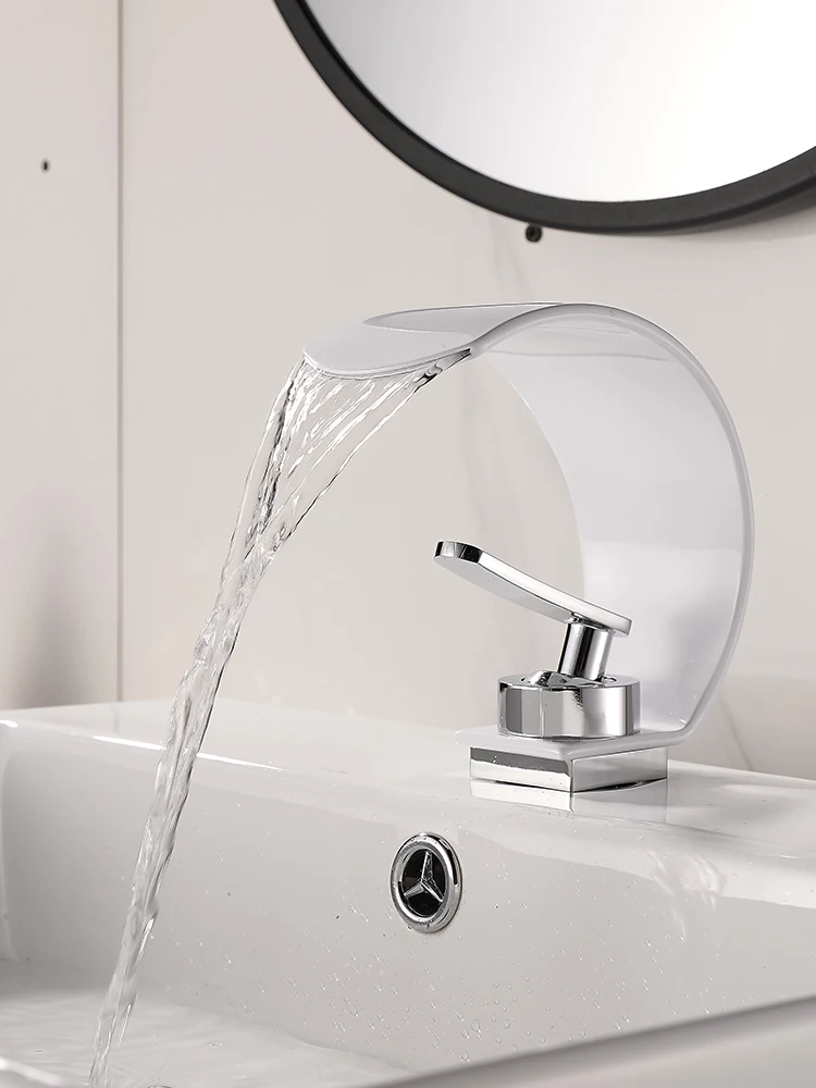 

C-type waterfall faucet, washbasin, cold and hot creative personality, bathroom sink, toiletries, bathroom faucet, household use