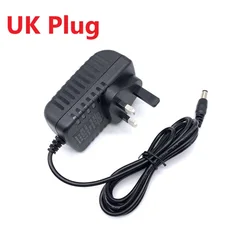 Universal Power Adapter 12V 2A Charger with Interchangeable Plugs for Electronics and Devices (UK Plug)