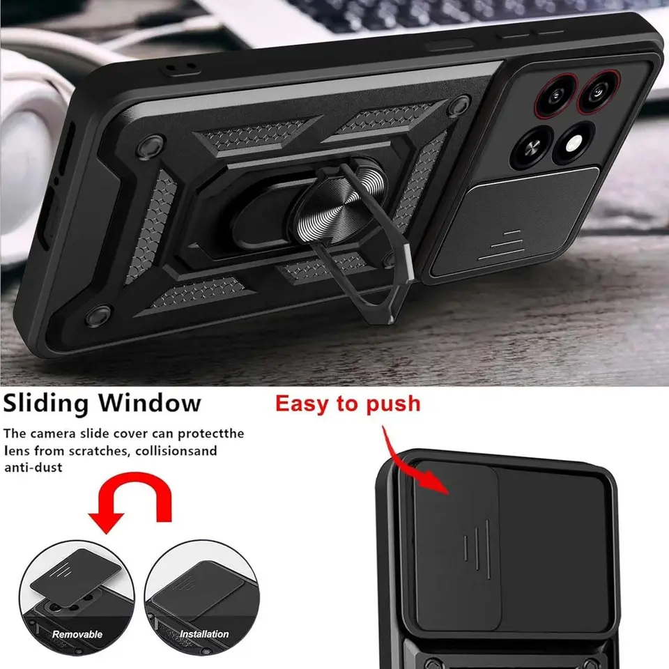 Custodia Ibrida Di Lusso Con Anello E Supporto Per ZTE Blade A55 – Doppio Strato Magnetico