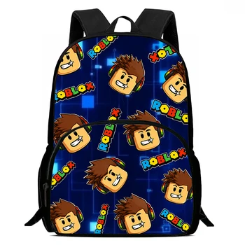 Roblox Cartoon Backpack with Front Pocket - Unisex Cute Gaming School Bag Gift for Kids Boys Girls Ages 5-8 1