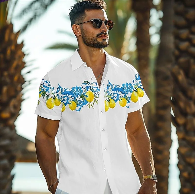 

Men's Vacation Hawaii 3D Printed Shirt Button-Down Short Sleeve Summer Beach Oversize Fashion clothing Shirt Vacation Daily Top