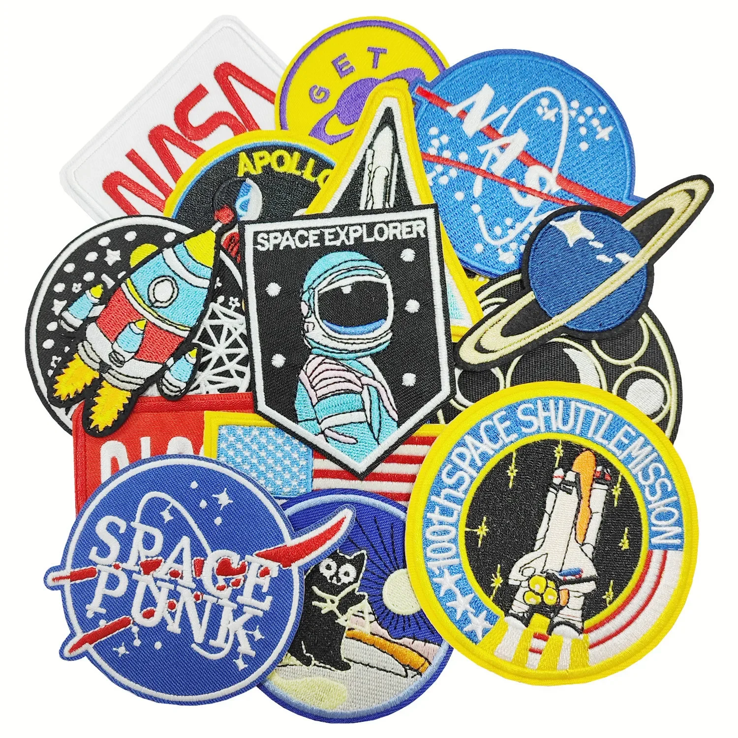 Wolfend 19-Piece Set Space Patch Iron-On Clothing Patches NASA Space Exploration Themed Fabric Accessories for Men Women Ki