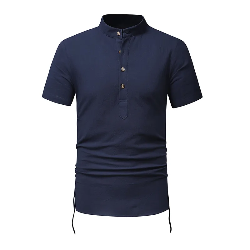 

Mens Fashion Henley Shirts Summer Casual Short Sleeve Drawstring Cotton Linen Beach Shirt Men Hippie Wedding Yoga Shirt Chemise