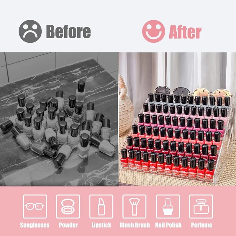 3/4/5/6/7 Layers Acrylic Cosmetic Nail Polish Orgaizer Display Rack Lipstick Perfume Makeup Storage Rack