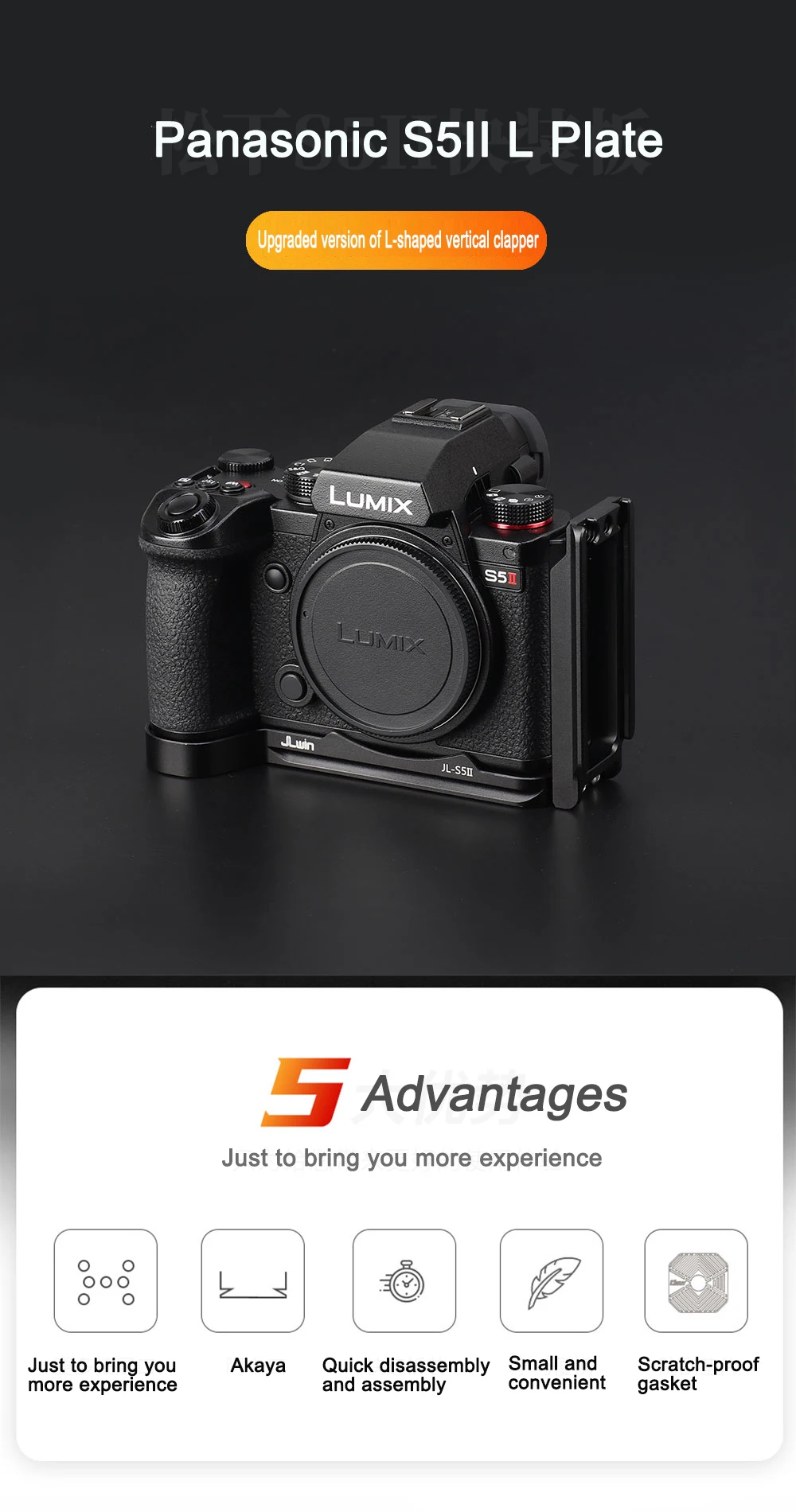 Placa L, Adequado para Panasonic S5II, S5IIX, G9II, Montagem Rápida