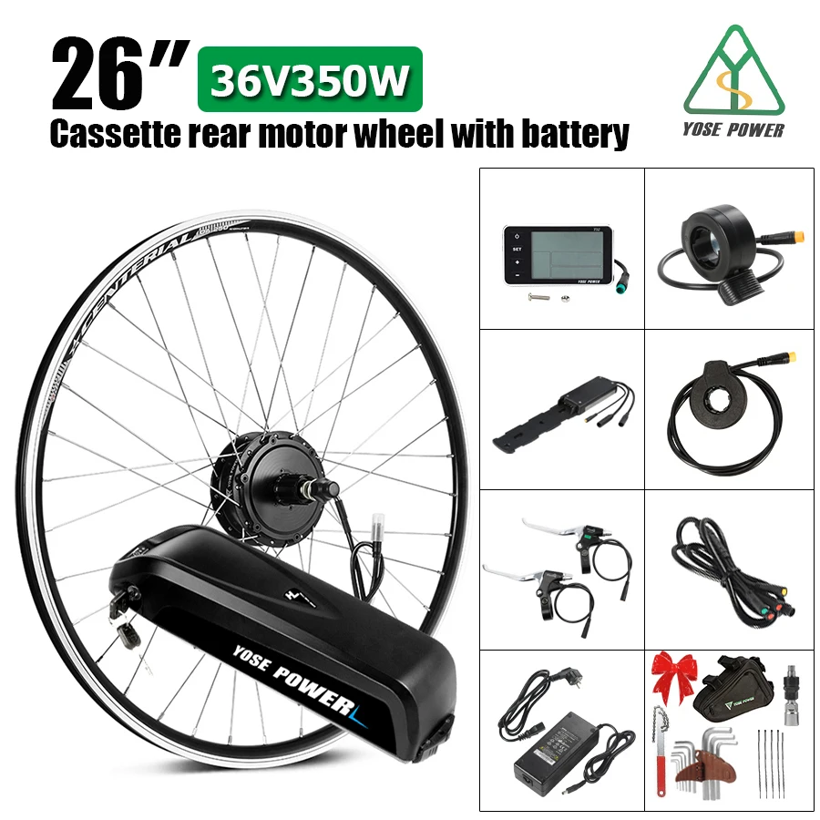 YOSE POWER 36V 350W Ebike Conversion Kit with Battery 13Ah 26'' 28