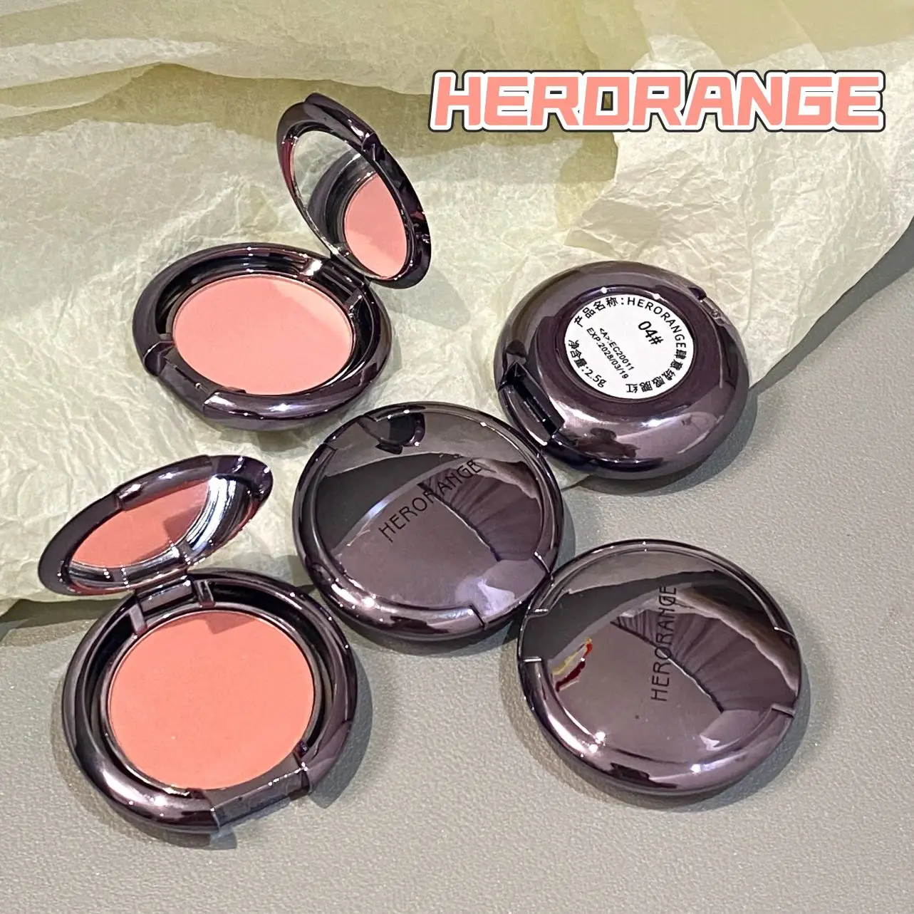 Herorange Velvet Soft Blush Non-Caking Buildable Color for All Skin Tones Beginner Daily Party Cheek Cosmetic