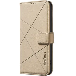 RFID Blocking Leather Wallet Flip Case - Premium Phone Cover and Protective Bag - Motorola Moto G05 (Beige)
