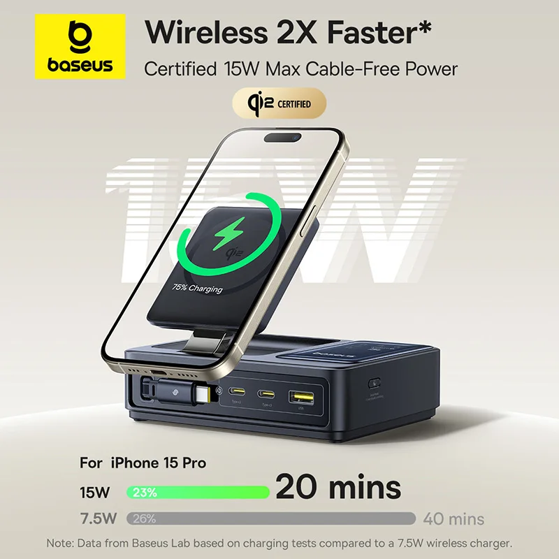 מטען שולחני Baseus Nomos 140W לטאבלטים ומחשבים ניידים מהיר עבור Lenovo מטען USB C מתקפל לטלפונים iPhone Samsung POCO