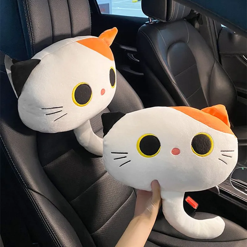 猫の形をした車のクッション,素敵な動物の枕,ネックパッド,クッション,車のインテリア Aliexpress