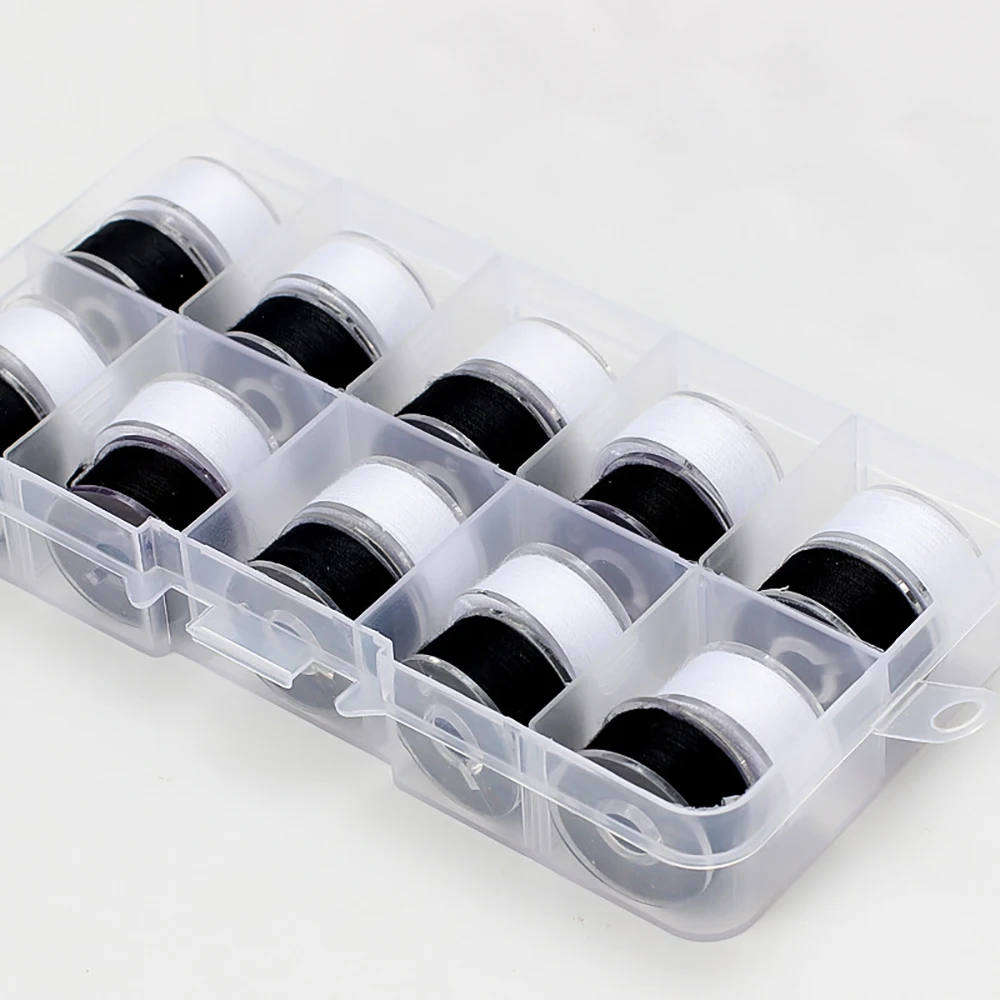 Chainho,Plastic Sewing Machine Bobbins Spools,With Chromatic Thread,DIY Sewing Tools Accessory,2 Color Available,1Pack,25SX12