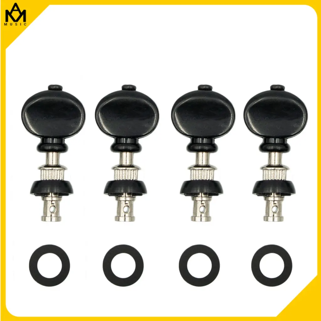 4Pcs/1Set Ukulele Tuning Pegs Black Silver Machine Heads Tuners For Friction Ukulele Strings ukulele strings