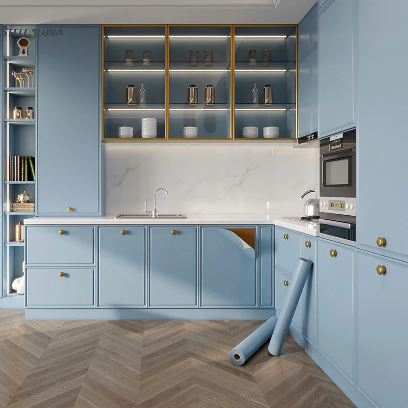 

Thickened Skin-feeling Self-adhesive Wallpaper Wardrobe Color Wall Stickers Old Cabinet Furniture Renovation Papel De Parede