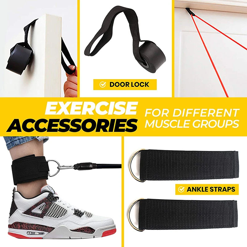 11 Stück/Set Zugseil, Widerstandsbänder, tragbare Fitnessgeräte, Knöchelgurt, Brustexpander, elastisches Übungsband – Detail 4