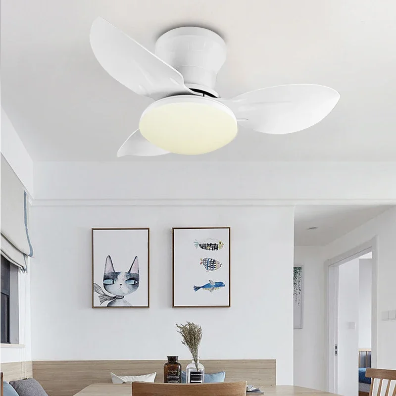 Low Floor Remote Control Bedroom LED Ceiling Fan with Remote Control Light 6-speed Wind 3-blade Adjustable Indoor Ceiling Fan
