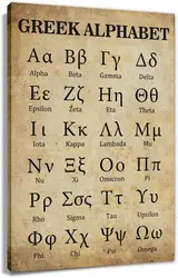 Greek Alphabet Wall Art Canvas Prints - Retro - Inspired Decor for Learning and Bedroom Elegance
