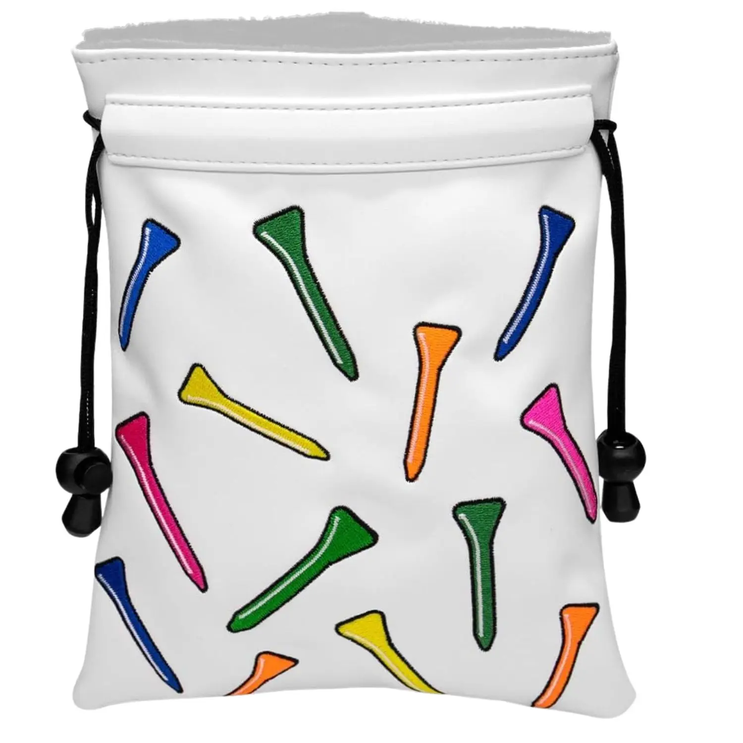Golf-Themed PU Leather Valuables Pouch with Drawstring Closure