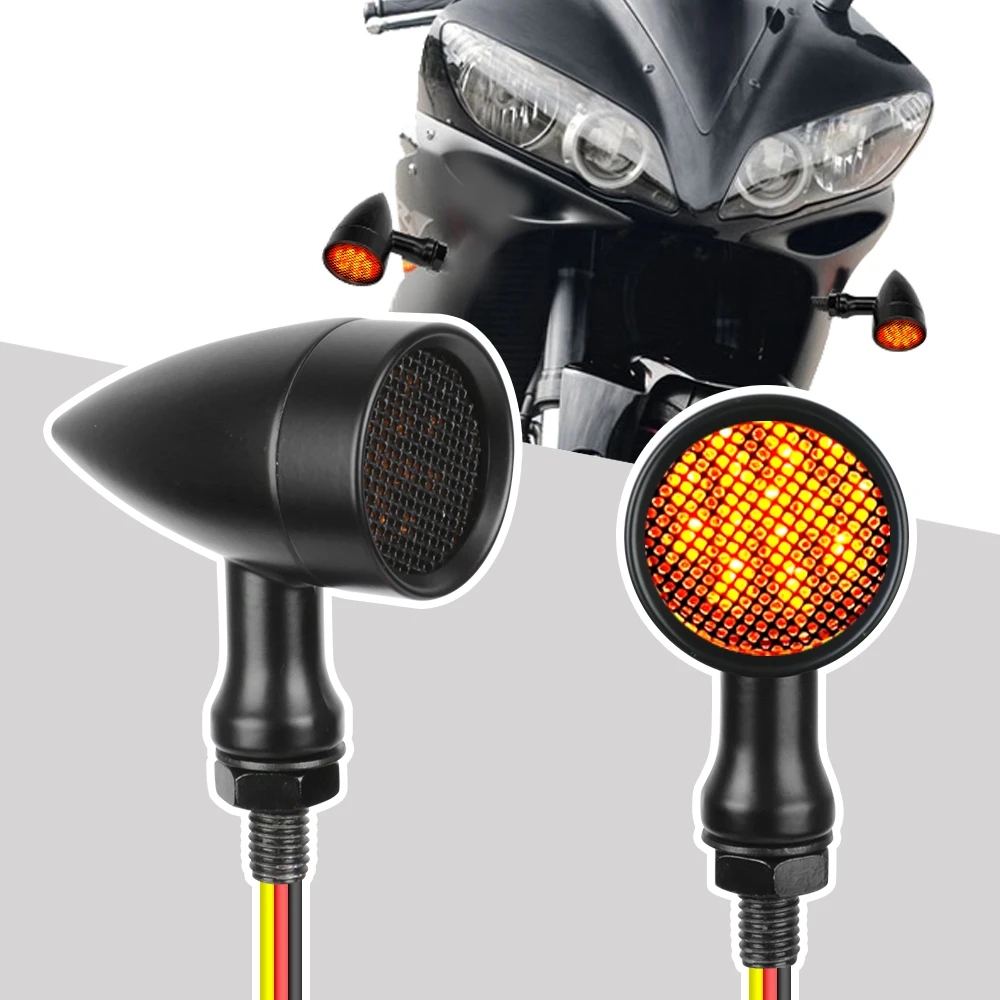 12V Motorcycle Turn Signal Lights Led Brake Lamps Taillights Indicator Mesh Lens Moto Accessories For Bwm Honda Suzuki Universal
