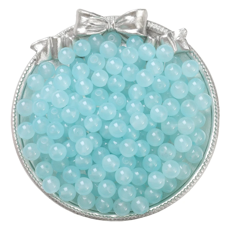 Glossy Jelly Imitation Jade Glass Round Beads – Assorted Sizes for Jewelry Making Supplies
