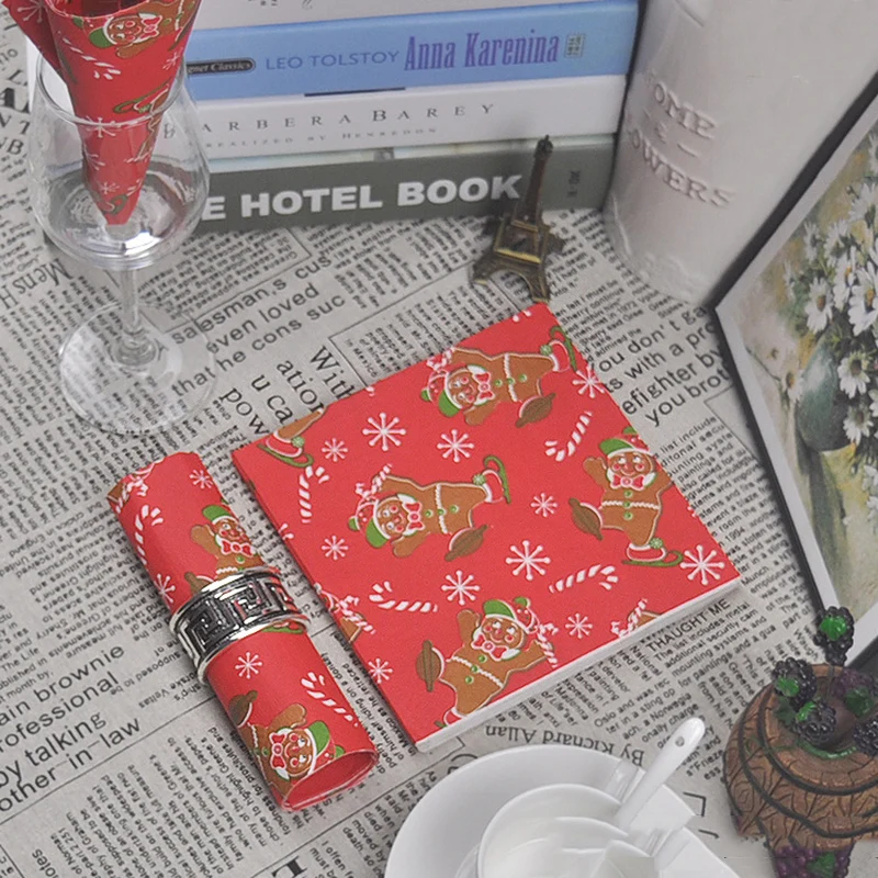 20Pcs/Set Christmas Napkins Merry Christmas Decoration Paper Napkins For New Year Christmas Party Home Ornament Table Decoration